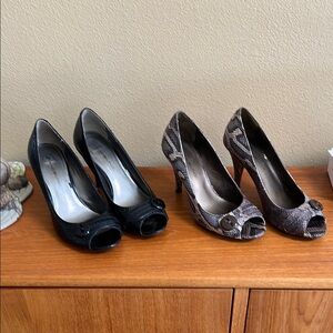 Bandolino Black and Brown Peep Toe Heels